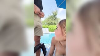 Sofia Rodriguez's hot poolside sex tape leaked - watch her ride and suck on a hard dick