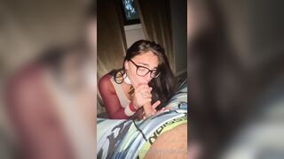 Emily Rinaudo's leaked sex tape: Emily Rinaudo in glasses girl doggy-styled by lucky dude