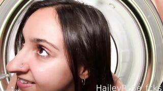 Hailey Rose gets her big tits and tight ass drilled hard while stuck in the washing machine