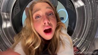 Itsmecat gets a steamy washing machine fuck while stuck in the machine - Leaked video