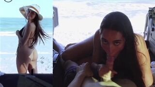 Izzy Green's hot car blowjob leaked on the beach - watch it now!