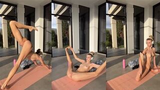 Mila Sobolov's hot yoga session with nipples out and pussy exposed