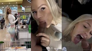 ScarlettKissesXO's Mall Park Blowjob Facial Gets Leaked and Swallows Cum like a Pro!