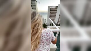 Livvalittle gets a hot load of cum after a steamy rooftop sex tape with fans