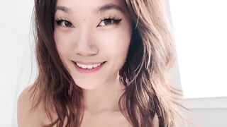 Lucy Mochi's hot JOI with dildo and cream in her small Asian pussy