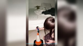 Laci Witton enjoys riding traffic cone and masturbating with dildo in onlyfans video