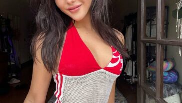 Andrea Botez Sexy Red Bikini Shorts Set Leaked - Influencers GoneWild