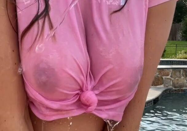 Christina Khalil Nude Wet T-Shirt Pool PPV Onlyfans Video Leaked